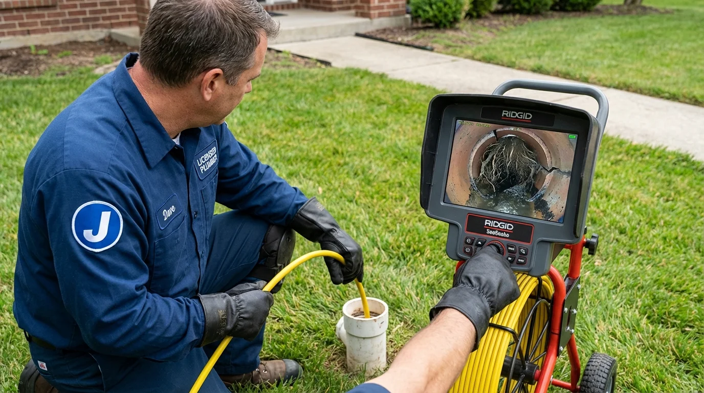Sewer camera inspection being performed by Johns Plumbing LLC in Bristol